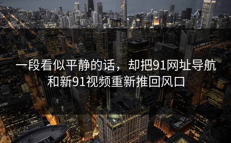 一段看似平静的话，却把91网址导航和新91视频重新推回风口